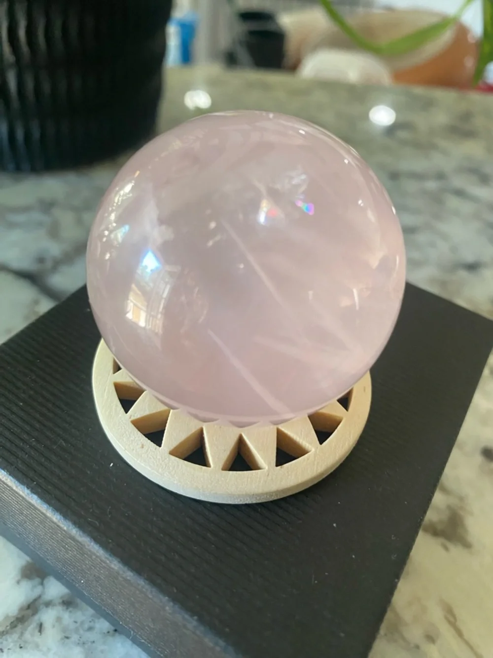 Rose Quartz Crystal Sphere with Starflash - Picture 7 of 12